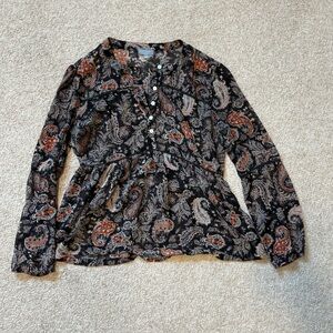 Avia Black and Brown Paisley Blouse